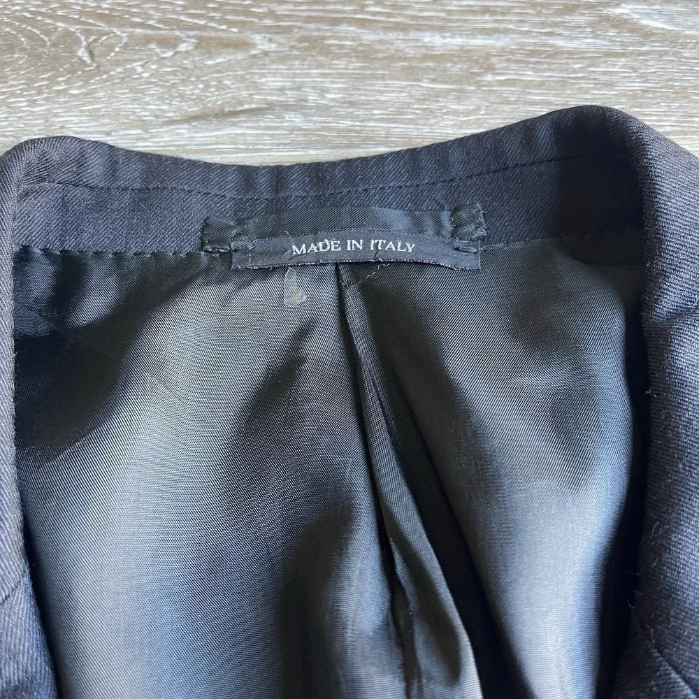 Vintage Prada Men's Black Blazer Size 48 Tonal Stripes 3 Buttons
